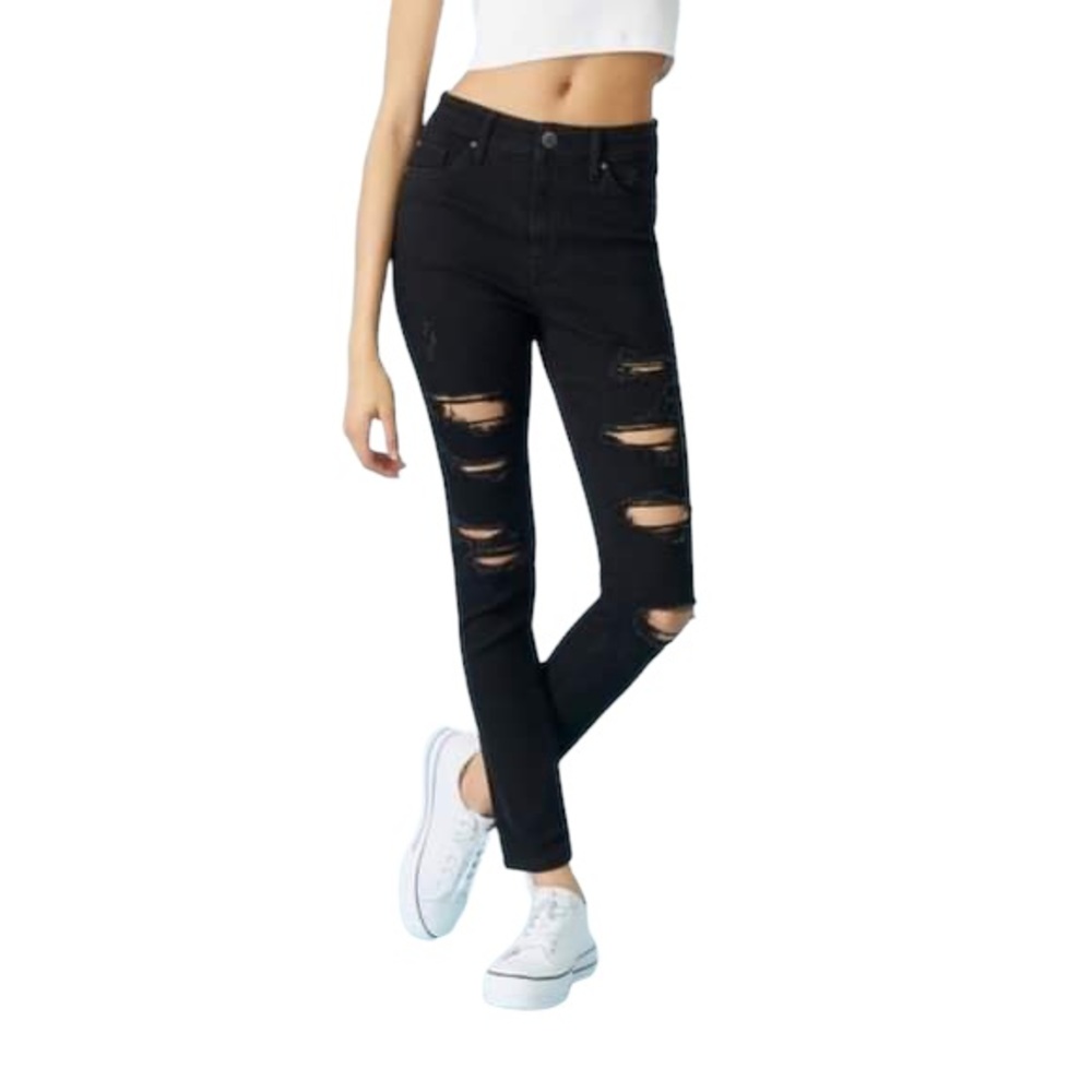 Refuge | High-Rise Distressed Black Wash Skinny Jean | Women's 6